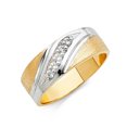 thumbnail image 1 of FB Jewels 14K White and Yellow Gold Ring Two Tone Round Cubic Zirconia CZ Mens Anniversary Wedding Band Size 11.5, 1 of 1