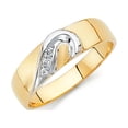 thumbnail image 1 of FB Jewels 14K White and Yellow Gold Ring Two Tone Round Cubic Zirconia CZ Mens Anniversary Wedding Band Size 5, 1 of 1