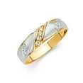 thumbnail image 1 of FB Jewels 14K White and Yellow Gold Ring Two Tone Round Cubic Zirconia CZ Mens Anniversary Wedding Band Size 6.5, 1 of 1