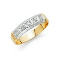 thumbnail image 1 of FB Jewels 14K White and Yellow Gold Ring Two Tone Round Cubic Zirconia CZ Mens Anniversary Wedding Band Size 6, 1 of 1