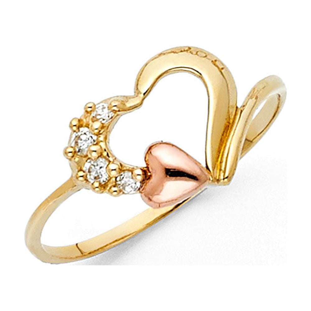FB Jewels 14K White and Yellow Gold Two Tone Cubic Zirconia CZ Fashion ...