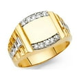 thumbnail image 1 of FB Jewels 14K White and Yellow Gold Two Tone Cubic Zirconia CZ Mens Ring Size 8.5, 1 of 1