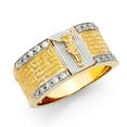 thumbnail image 1 of FB Jewels 14K White and Yellow Gold Two Tone Cubic Zirconia CZ Religious Mens Ring Size 6, 1 of 1