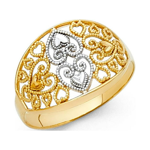 FB Jewels 14K White and Yellow Gold Two Tone Fashion Anniversary Ring Size 6
