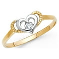 thumbnail image 1 of FB Jewels 14K White and Yellow Gold Two Tone Heart Cubic Zirconia CZ Ring Size 8.5, 1 of 1
