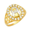 thumbnail image 1 of FB Jewels 14K White and Yellow Gold Two Tone Jesus Mens Cubic Zirconia CZ Ring Size 5.5, 1 of 1