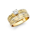 thumbnail image 1 of FB Jewels 14K White and Yellow Gold Two Tone Ladies Cubic Zirconia CZ Wedding Band and Engagement Bridal Ring Two Piece Set Size 7, 1 of 1