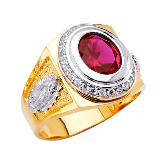 FB Jewels 14K White and Yellow Gold Two Tone Mens Cubic Zirconia CZ Ring Size 9.5