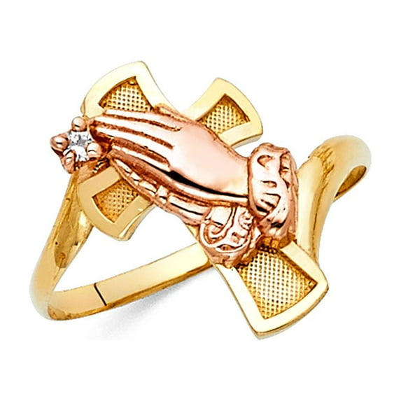 FB Jewels 14K White and Yellow Gold Two Tone Religious Ring Size 12