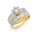 thumbnail image 1 of FB Jewels 14K White and Yellow Gold Two Tone Round Cubic Zirconia CZ Ladies Wedding Band And Engagement Bridal Ring Two Piece Set Size 11.5, 1 of 1