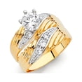 thumbnail image 1 of FB Jewels 14K White and Yellow Gold Two Tone Round Cubic Zirconia CZ Ladies Wedding Band And Engagement Bridal Ring Two Piece Set Size 6, 1 of 3