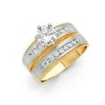 thumbnail image 1 of FB Jewels 14K White and Yellow Gold Two Tone Round Cubic Zirconia CZ Ladies Wedding Band And Engagement Bridal Ring Two Piece Set Size 8, 1 of 1