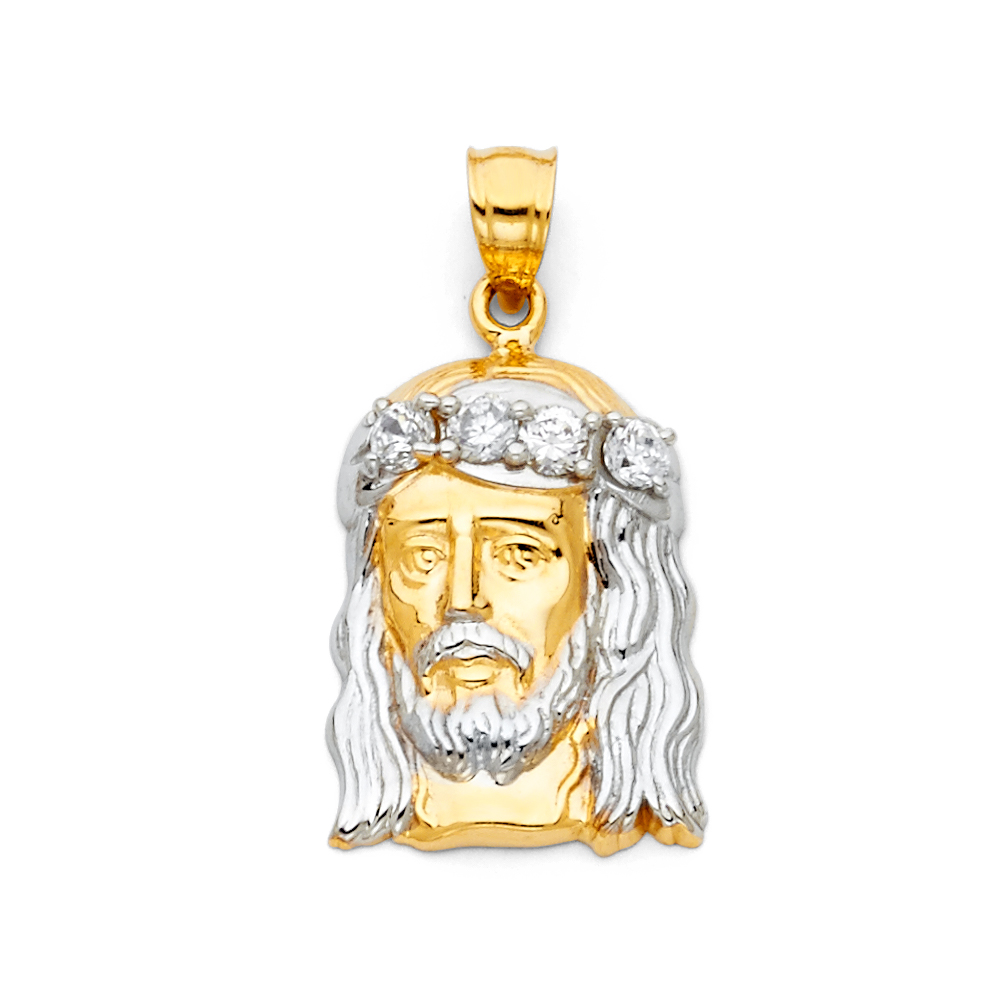 FB Jewels 14K White and Yellow Two Tone Gold Cubic Zirconia CZ Jesus ...