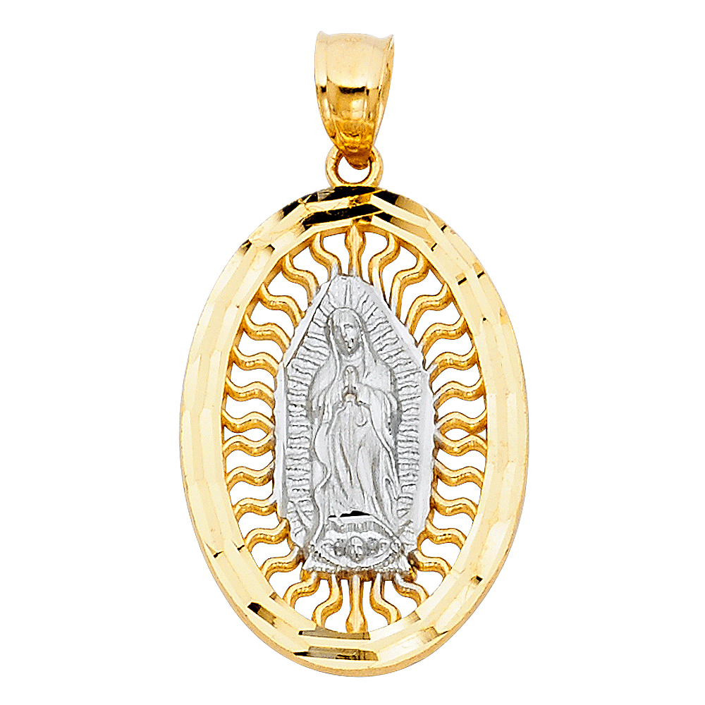 FB Jewels 14K White and Yellow Two Tone Gold Our Lady Of Guadalupe ...
