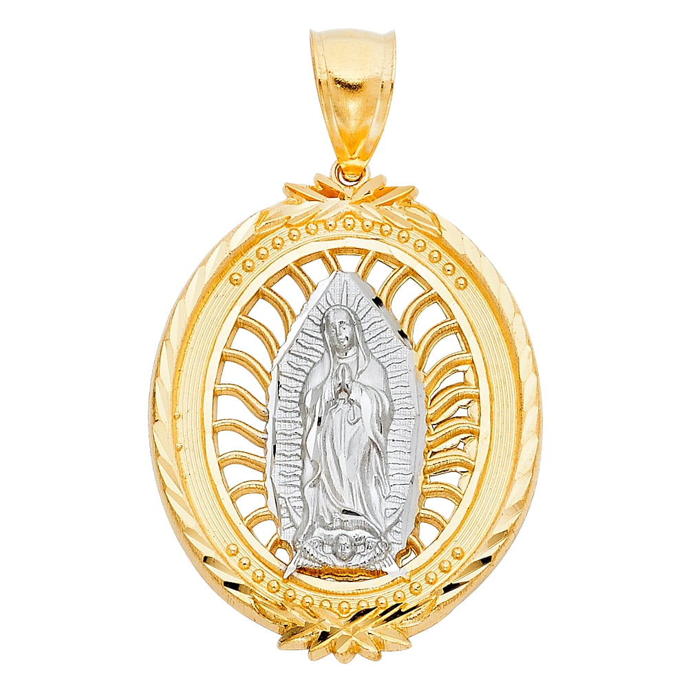 FB Jewels 14K White and Yellow Two Tone Gold Our Lady Of Guadalupe ...