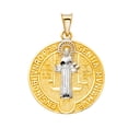 thumbnail image 1 of FB Jewels 14K White and Yellow Two Tone Gold Sentia Eivs In Obitv Nro Prae Sentia Mvniamvr Religious Two Sided Pendant 24mm X 24mm, 1 of 1