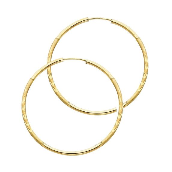 FB Jewels 14K Yellow Gold 1.5mm Bud Diamond-Cut Endless Hoop Womens Earrings 28MM X 28MM