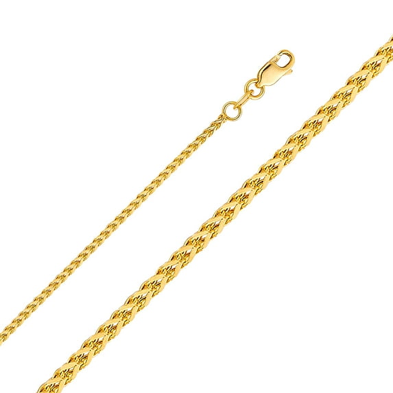 FB Jewels 14K Yellow Gold 1.7MM Hollow Square Franco Chain Necklace With Lobster Claw Clasp - 24 Inches
