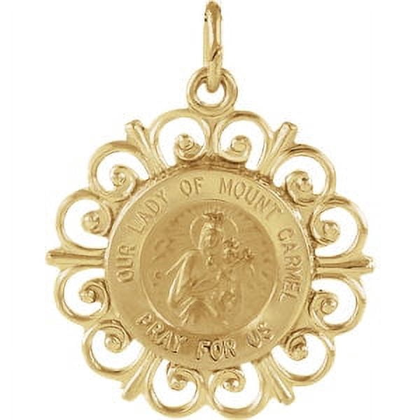 FB Jewels 14K Yellow Gold 18mm Our Lady of Mount Carmel Medal - Walmart.com