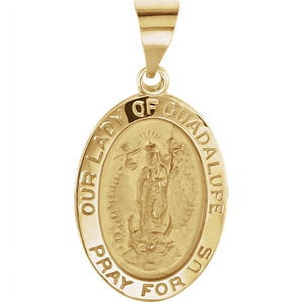 FB Jewels 14K Yellow Gold 19x13.5mm Oval Hollow Our Lady of Guadalupe ...