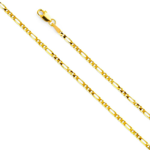 FB Jewels 14K Yellow Gold 2.2MM Lobster Claw Clasp Figaro Chain Necklace - 22 Inches