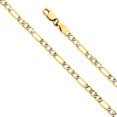 thumbnail image 1 of FB Jewels 14K Yellow Gold 3.1MM Figaro Fancy White Pave Chain Necklace With Lobster Claw Clasp - 24 Inches, 1 of 1