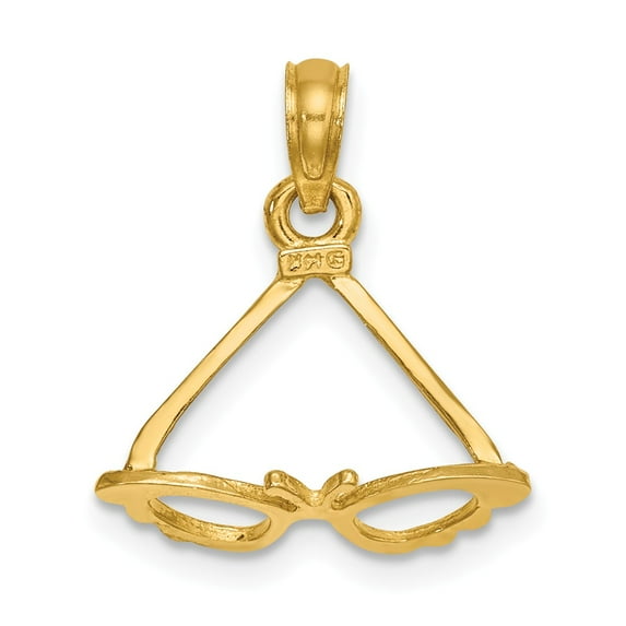 FB Jewels 14K Yellow Gold 3D Butterfly Sunglasses High Polish Pendant