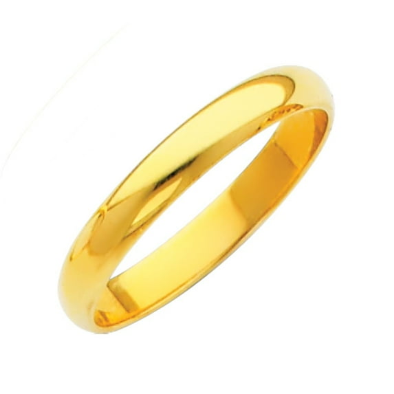 FB Jewels 14K Yellow Gold 3mm Solid Domed Traditional Comfort Fit Plain Women's Wedding Ring Band Size 6