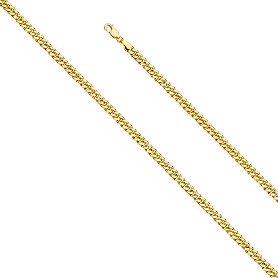 FB Jewels 14K Yellow Gold 4.5MM Hollow Miami Cuban W/Box Lock Chain Necklace With Lobster Claw Clasp - 7.5 Inches