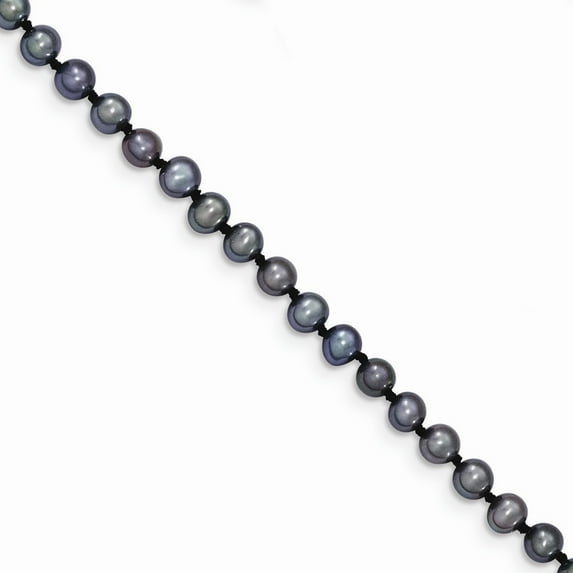 FB Jewels 14K Yellow Gold 4-5mm Black Near Round Freshwater Cultured Pearl Bracelet