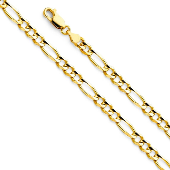 FB Jewels 14K Yellow Gold 4.7MM Figaro Concave Chain Necklace With Lobster Claw Clasp - 26 Inches