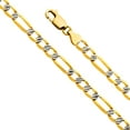 thumbnail image 1 of FB Jewels 14K Yellow Gold 4.7MM Figaro Fancy White Pave Chain Necklace With Lobster Claw Clasp - 26 Inches, 1 of 1