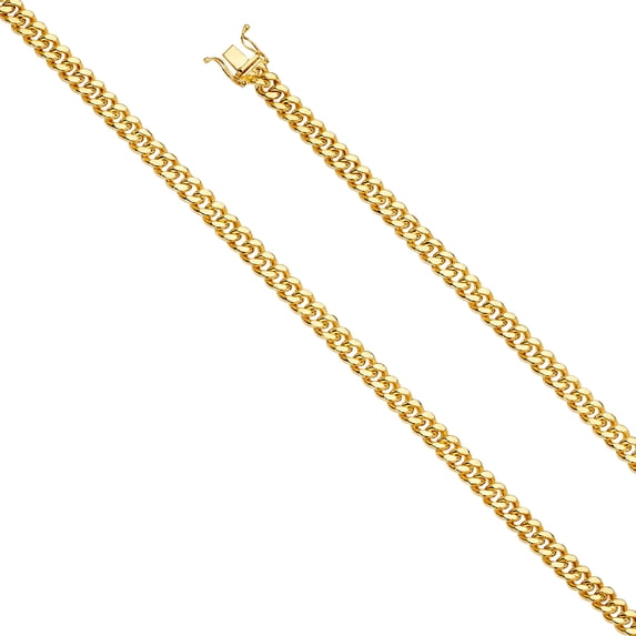 FB Jewels 14K Yellow Gold 5.7MM Hollow Miami Cuban W/Box Lock Chain Necklace With Lobster Claw Clasp - 20 Inches
