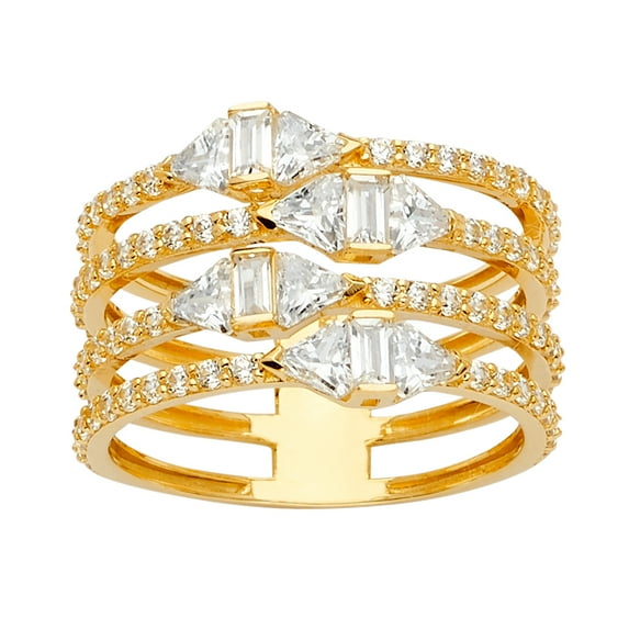 FB Jewels 14K Yellow Gold 5Line Cubic Zirconia CZ Fashion Anniversary Ring Size 11