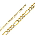 thumbnail image 1 of FB Jewels 14K Yellow Gold 6.9MM Figaro White Pave Chain Necklace With Lobster Claw Clasp - 26 Inches, 1 of 1