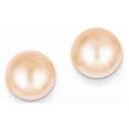thumbnail image 1 of FB Jewels 14K Yellow Gold 9-10mm Pink Button FW Cultured Pearl Stud Post Earrings, 1 of 1