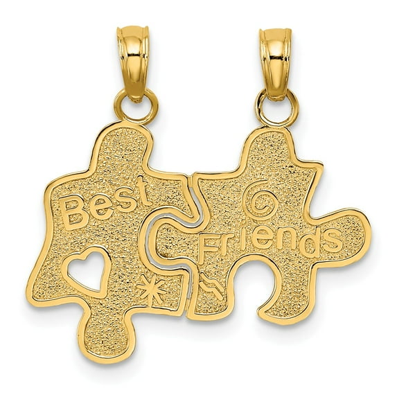 FB Jewels 14K Yellow Gold Best Friends Breakable Puzzle Pieces Pendant