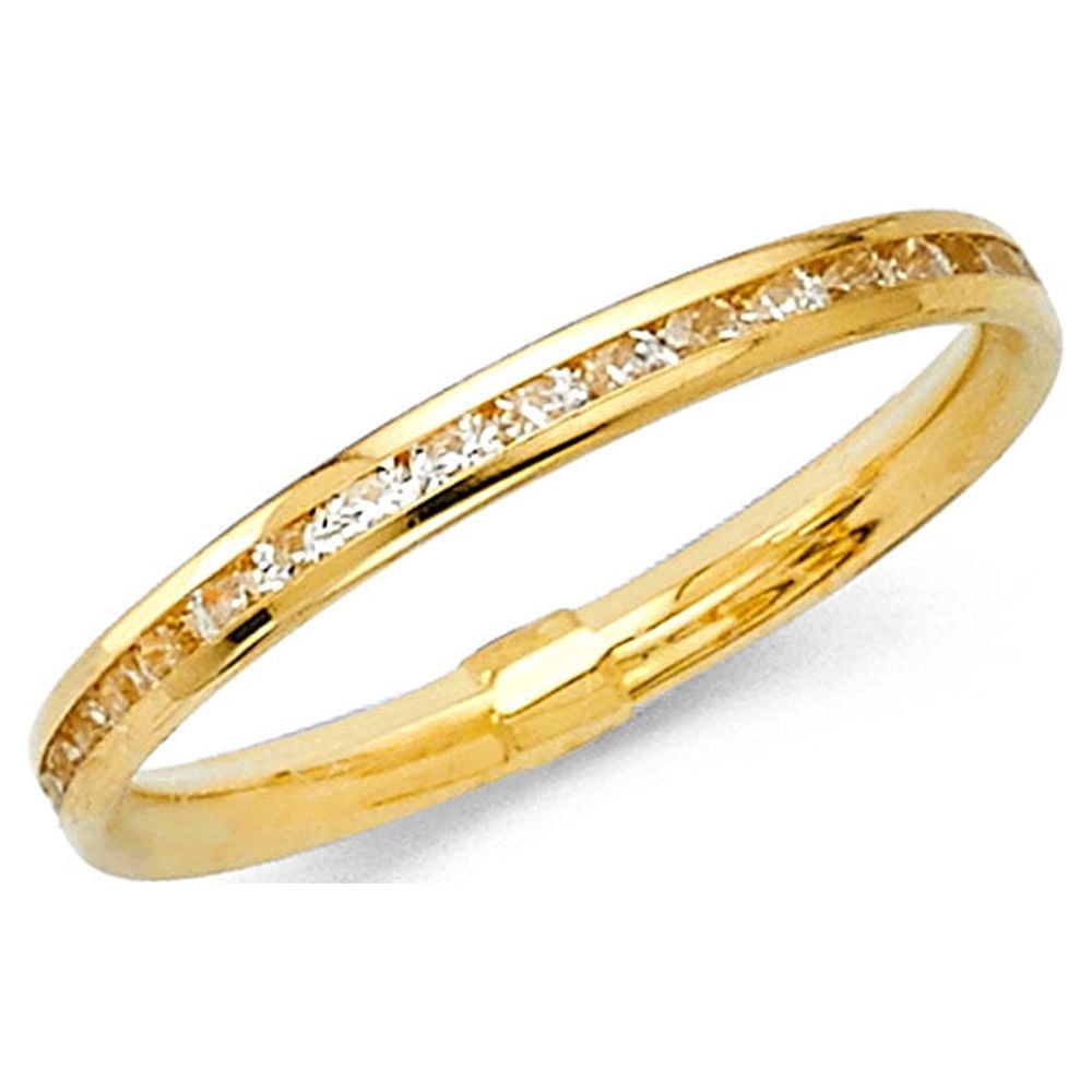 FB Jewels 14K Yellow Gold Channel Set Cubic Zirconia CZ Channel Set ...