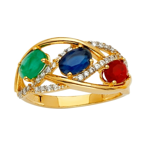 FB Jewels 14K Yellow Gold Color Simulated Gem Stone Fashion Anniversary Ring Size 10.5