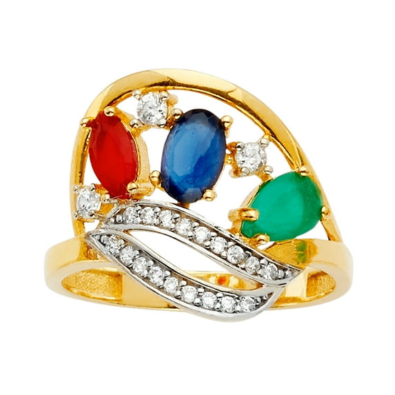 FB Jewels 14K Yellow Gold Color Simulated Gem Stone Fashion Anniversary Ring Size 9.5
