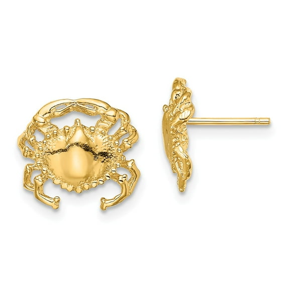 FB Jewels 14K Yellow Gold Crab Post Earrings High Polish and 2D