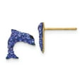 thumbnail image 1 of FB Jewels 14K Yellow Gold Crystal Blue Dolphin Post Earrings, 1 of 3