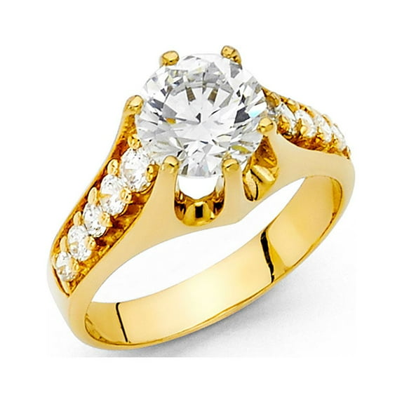 FB Jewels 14K Yellow Gold Cubic Zirconia CZ Engagement Ring Size 10.5
