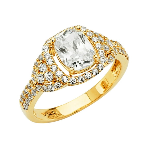 FB Jewels 14K Yellow Gold Cubic Zirconia CZ Engagement Ring Size 10