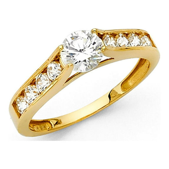 FB Jewels 14K Yellow Gold Cubic Zirconia CZ Engagement Ring Size 11.5