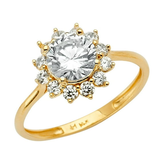 FB Jewels 14K Yellow Gold Cubic Zirconia CZ Engagement Ring Size 12