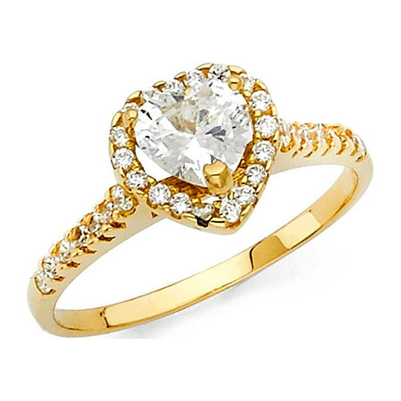 FB Jewels 14K Yellow Gold Cubic Zirconia CZ Engagement Ring Size 6