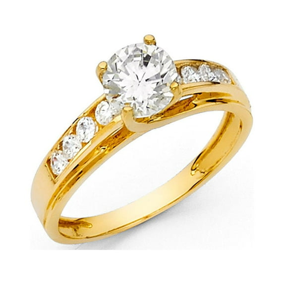 FB Jewels 14K Yellow Gold Cubic Zirconia CZ Engagement Ring Size 7.5