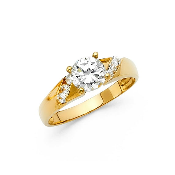 FB Jewels 14K Yellow Gold Cubic Zirconia CZ Engagement Ring Size 7.5