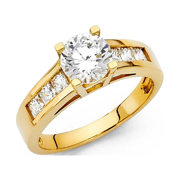 FB Jewels 14K Yellow Gold Cubic Zirconia CZ Engagement Ring Size 7.5